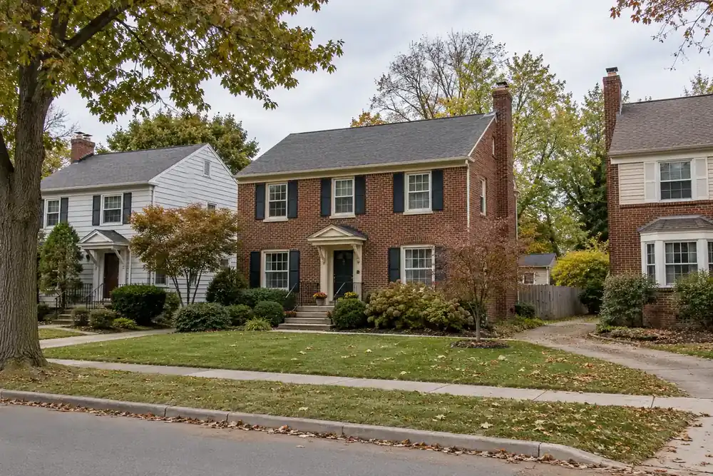 Illustration of a typical residential street in the Cleveland Heights, OH area