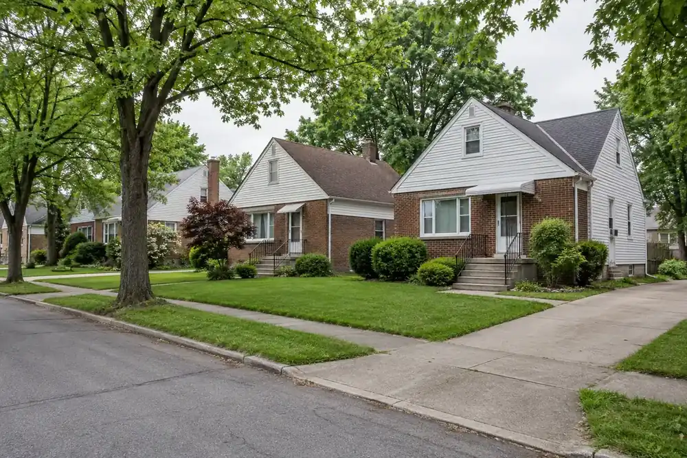 Illustration of a typical residential street in the Maple Heights, OH area
