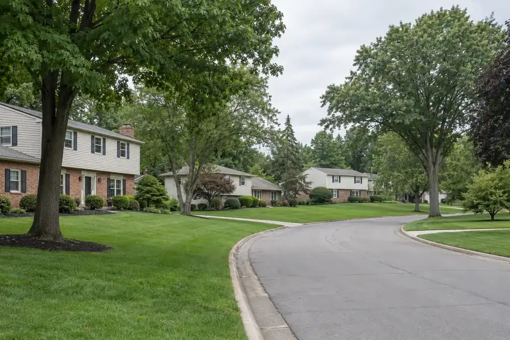 Illustration of a typical residential street in the North Royalton, OH area