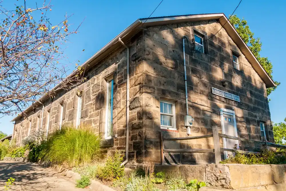 Sandstone Twinsburg Institute building, home of the local historical society, in Twinsburg, Ohio