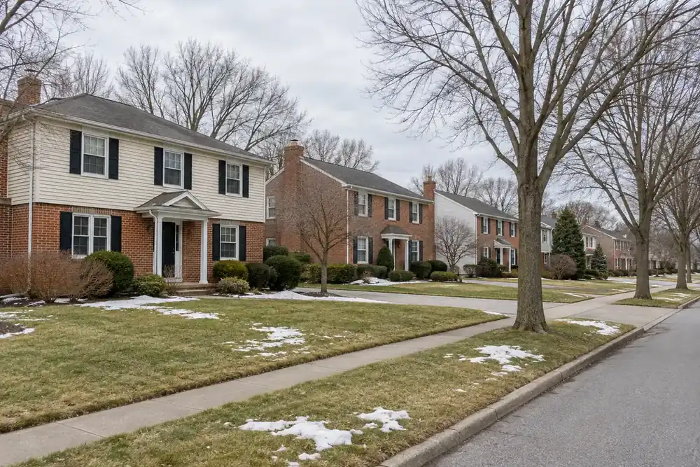 Illustration of a typical residential street in the Westlake, OH area